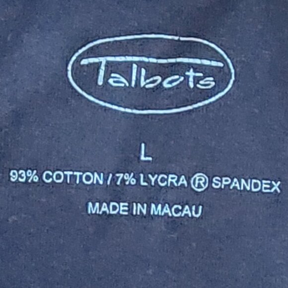 TALBOTS Black Cotton Stretch Top Fleur De Lis Sequins Saints Long Sleeve Top - Picture 8 of 8